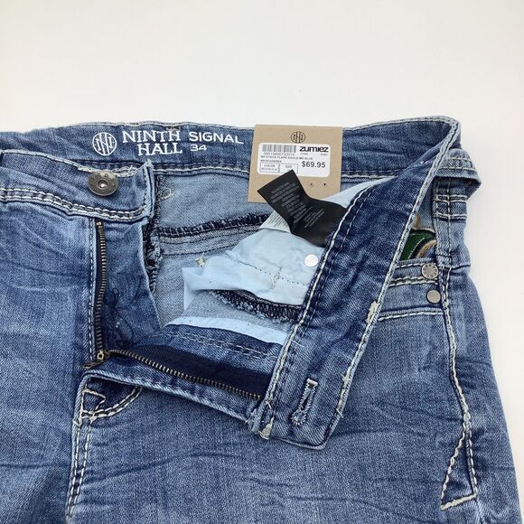 Ninth Hall Mens Stack Flare Snake Eagle Pocket Jeans Blue 34‎ x 36 NWT - Picture 6 of 12